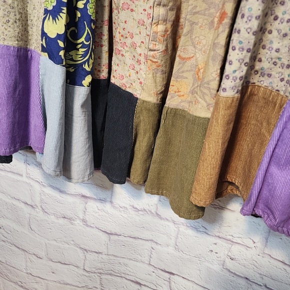 Blue Sky Mixed Patchwork Hippie Boho Cottagecore Festival Maxi Skirt Sz Large - Picture 7 of 13